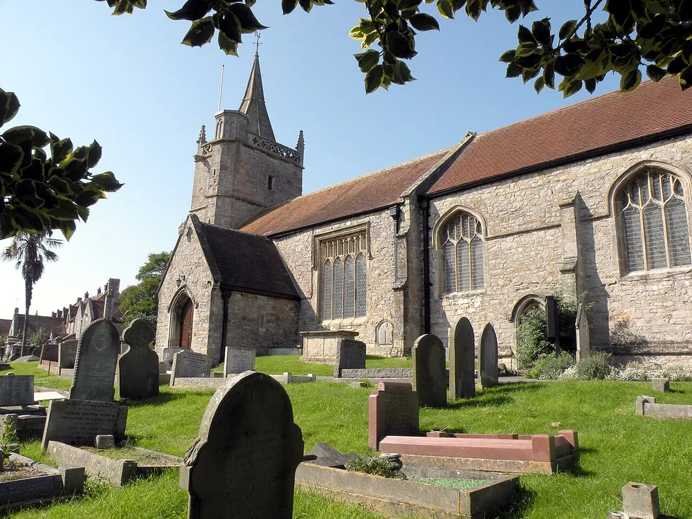 Church of St Martin, Worle, the local landmark of BS22