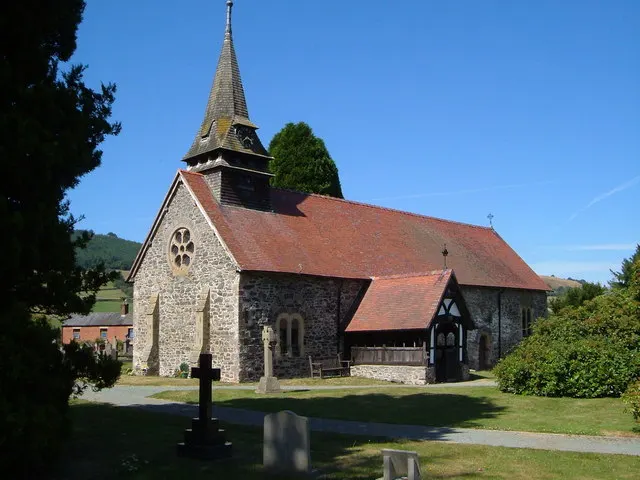 St Garmon's Church, Llanfechain, the local landmark of SY22